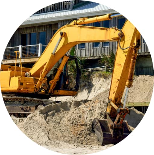 Rented excavator in florida digging